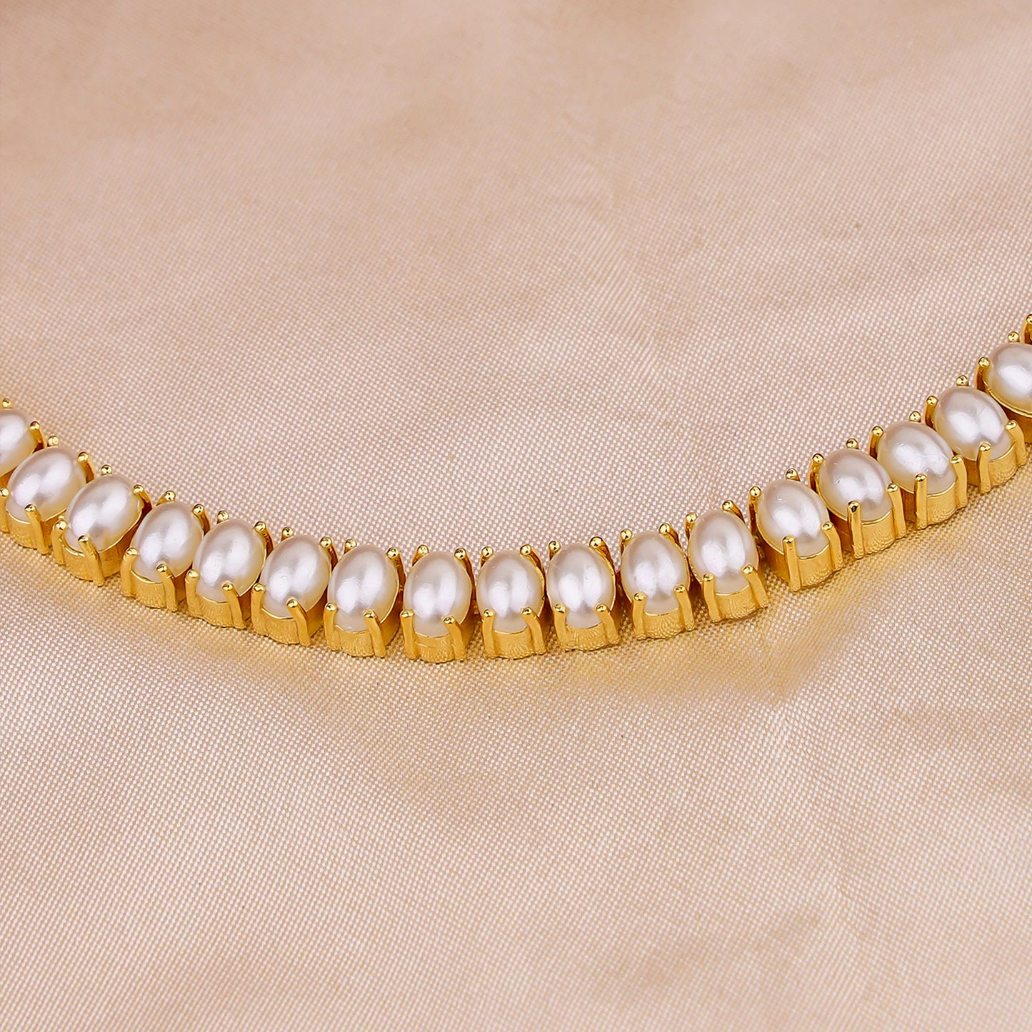 Gold-Plated Pearl Elegance Necklace and Earring Set