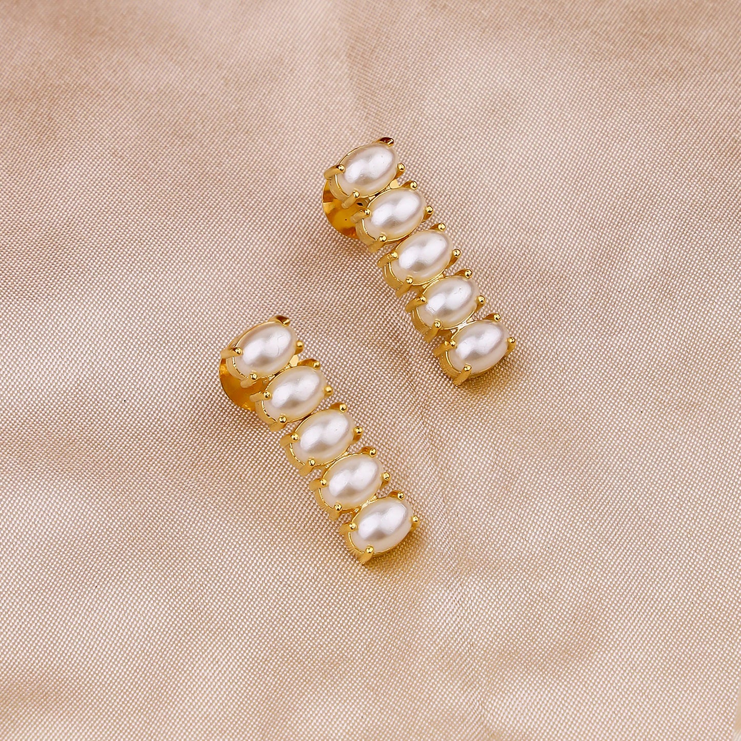 Gold-Plated Pearl Elegance Necklace and Earring Set
