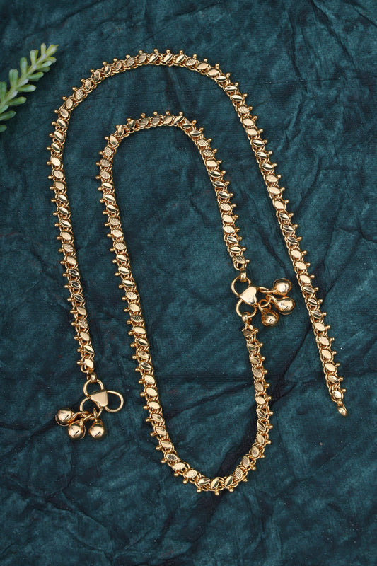 Traditional Gold-Plated Ruby and Pearl Anklet Set
