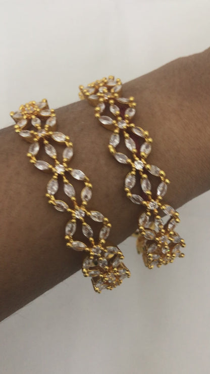 American Daimond Flower Design Bangles